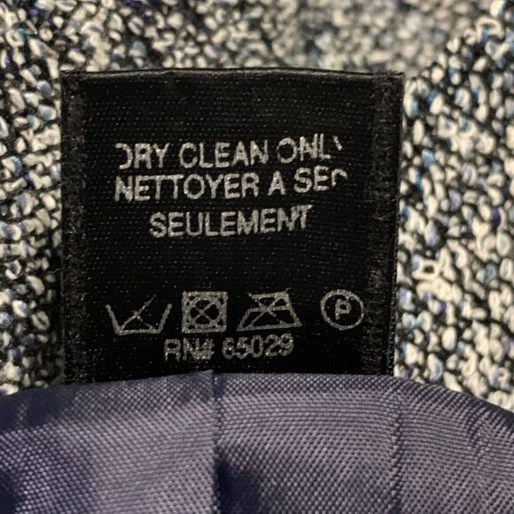 Vintage 70s Herbert Grossman Tweed Jacket Blazer Blue Gray City Chic Retro Sz 12 - Picture 12 of 13